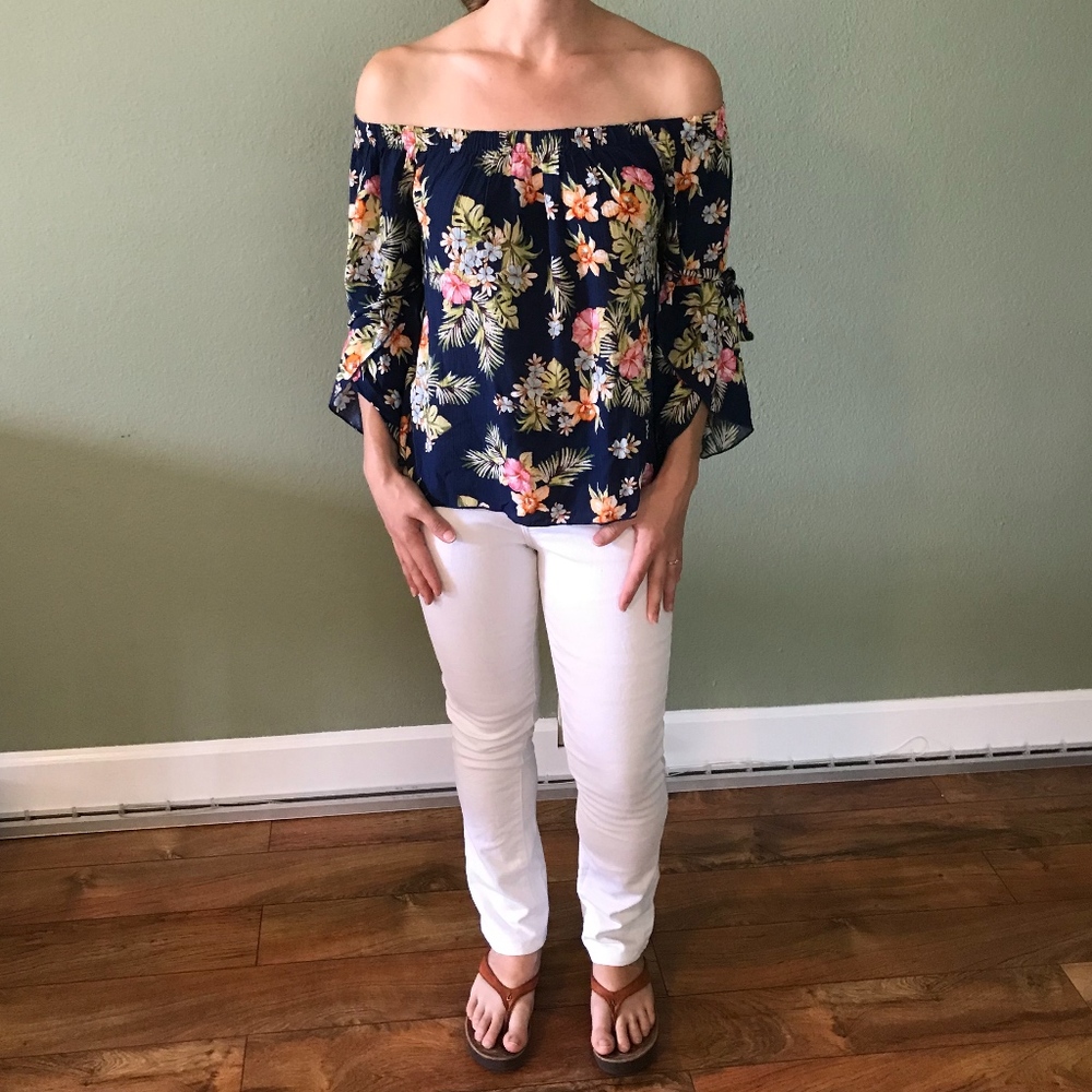 Cookies Clothing Off Shoulder Floral Shirt